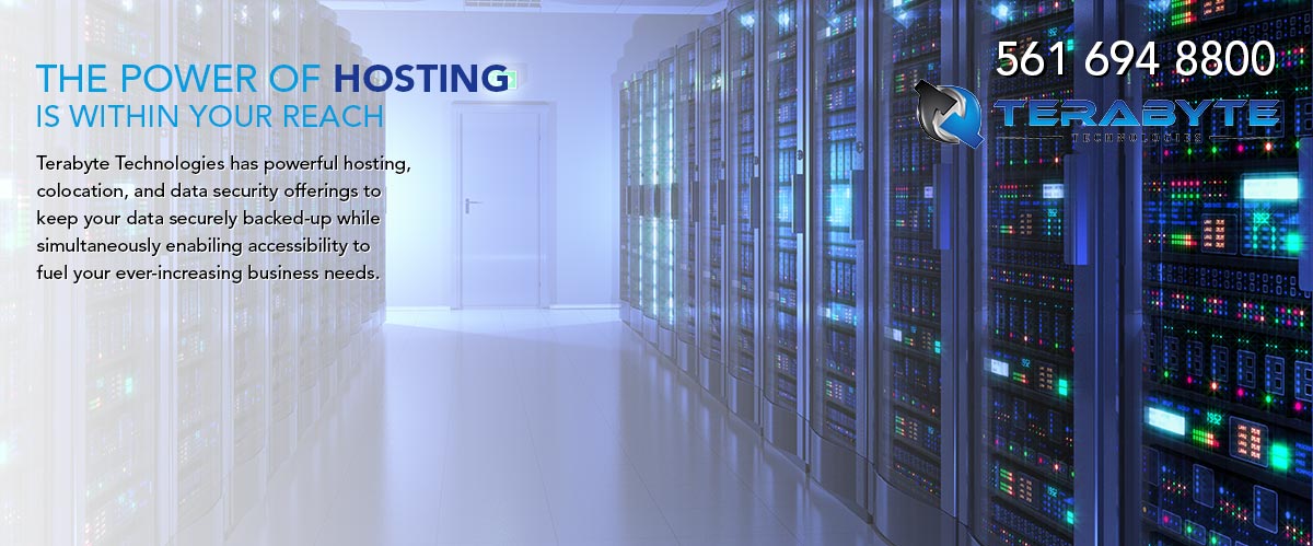 The power of hosting is within your reach. Terabyte Technologies has powerful hosting, colocation, and data security offerings to keep your data securley backed-up while simultaneously enabling accessibility to fuel your ever increasing business needs.Call Terabyte Technologies at 561-694-8800.
